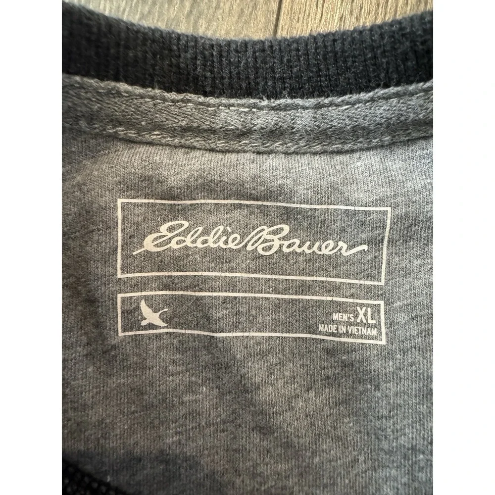 Eddie Bauer Mens XL Thermal Crew‎ Neck Shirt  Charcoal Grey Waffle Knit Casual